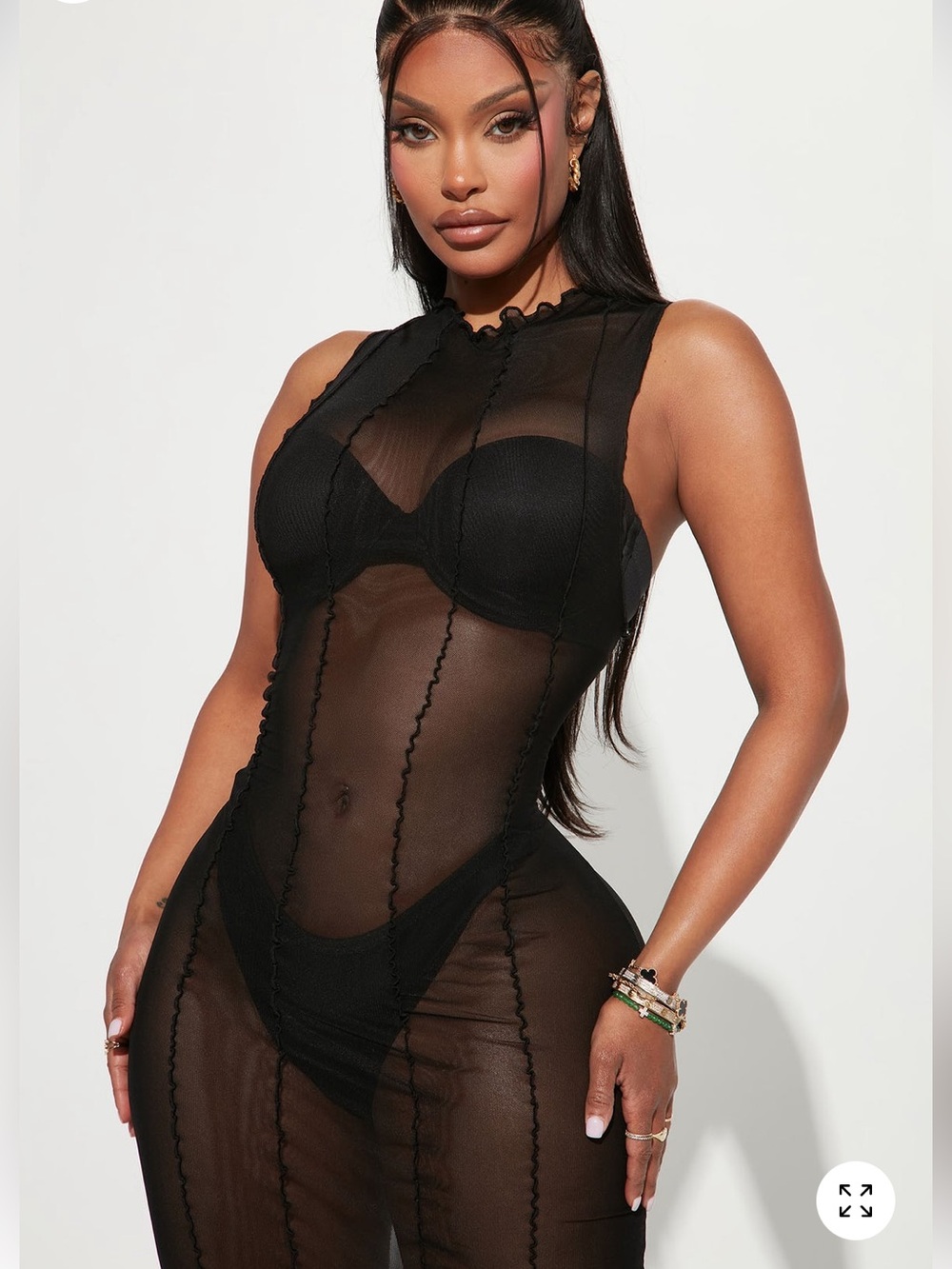 Sexy Fashion Nova Sheer Mesh see through Maxi Dress - Black